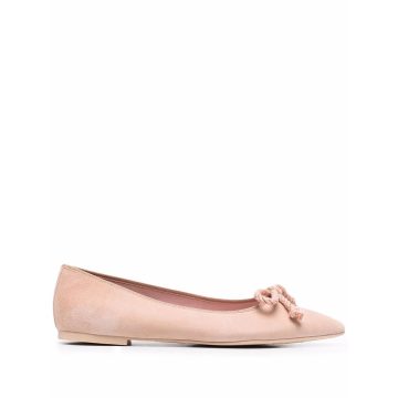pointed bow-detail suede ballerina shoes