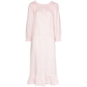 gingham-check midi dress