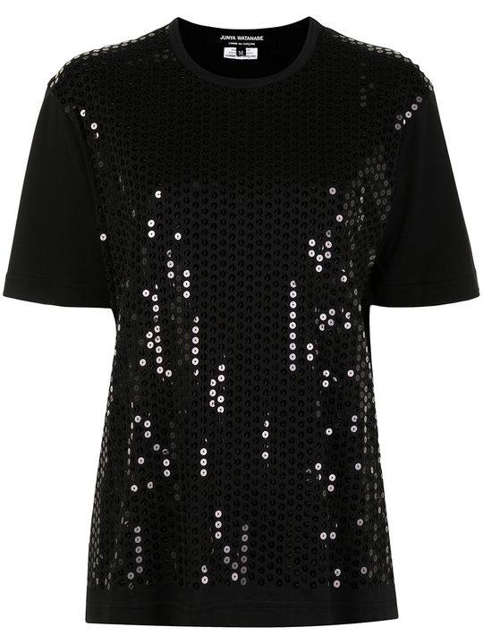 sequin-embellished short-sleeve T-shirt展示图