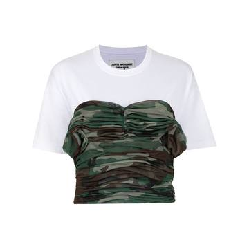 camouflage-print ruched bodice T-shirt