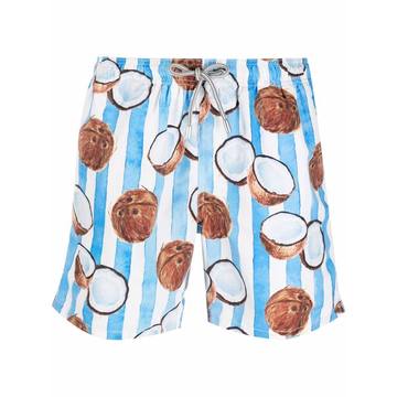 coconut-print swimming shorts