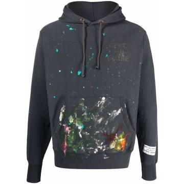 paint splattered hooded sweatshirt