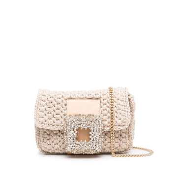 small knitted buckle-detail bag