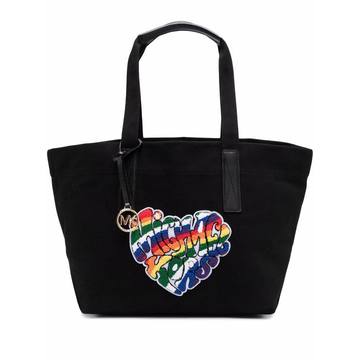 rainbow logo-patch tote bag