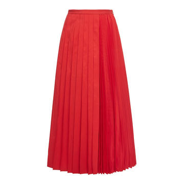 Pleated Cotton-Blend Midi Skirt