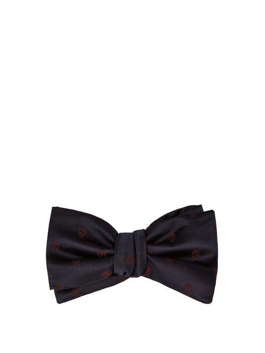 Skull-print silk bow tie展示图