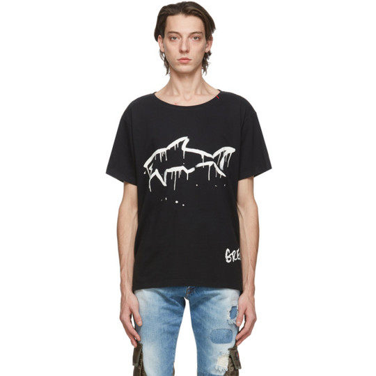 黑色 Paul & Shark 联名 Drip Shark T 恤展示图