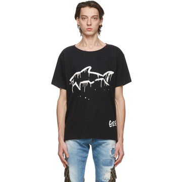 黑色 Paul & Shark 联名 Drip Shark T 恤