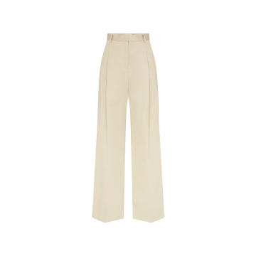 Pleated Organic Stretch-Cotton Summer Trousers