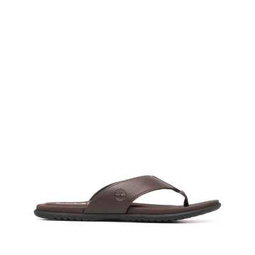 slip-on leather flip flops