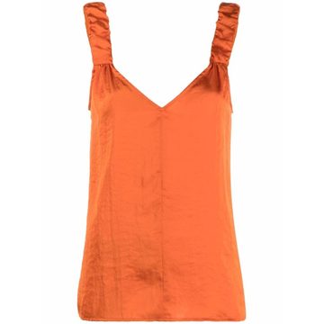 crinkled-effect V-neck camisole top