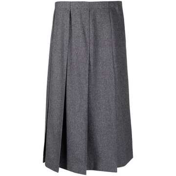 high-wasited pleated midi skirt