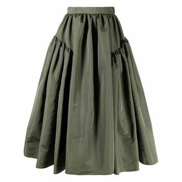 drawstring gathered midi skirt