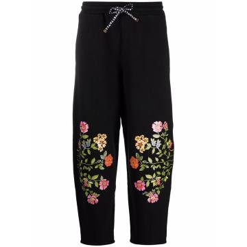 floral-print drawstring trousers