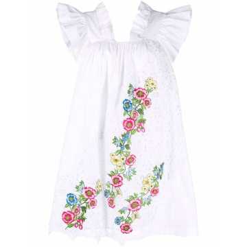floral embroidered flared dress