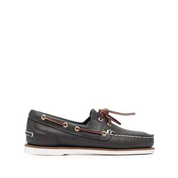 lace-up leather boat shoes