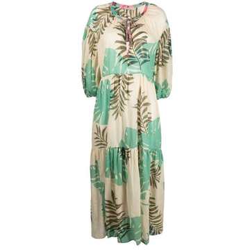 Elle foliage-print smock dress