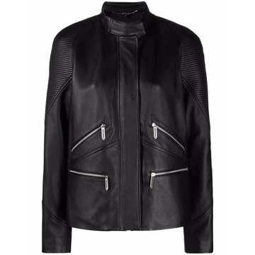 ribbed-panel biker jacket