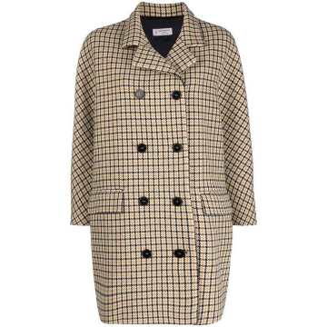 houndstooth double-breasted coat