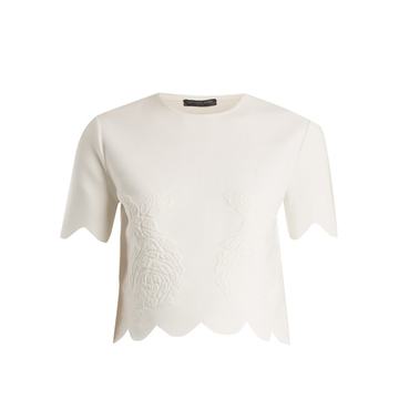 Matelassé stretch-crepe top