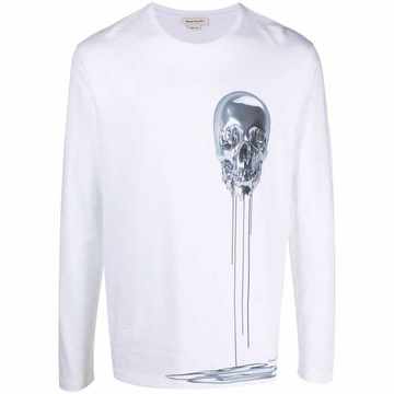 skull print long-sleeved T-shirt