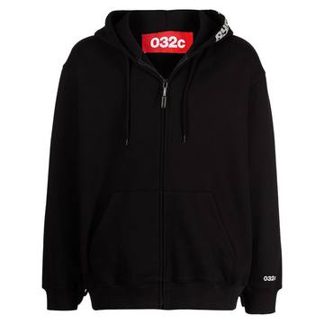 logo-print zip-up hoodie