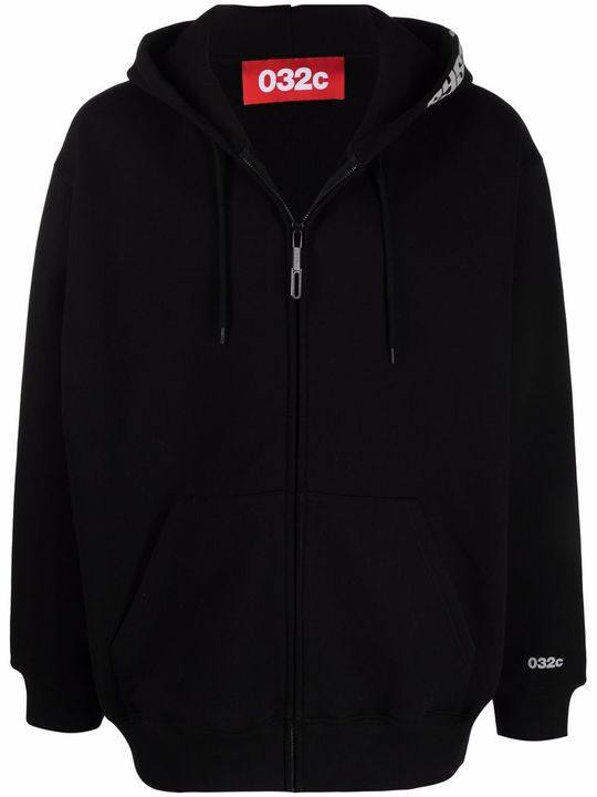 logo-print zip-up hoodie展示图