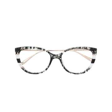 cat eye-frame graphic-print glasses