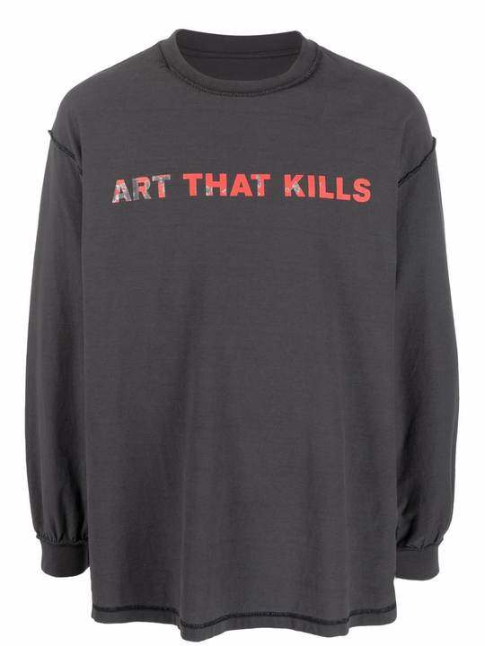 slogan-print long-sleeved T-shirt展示图