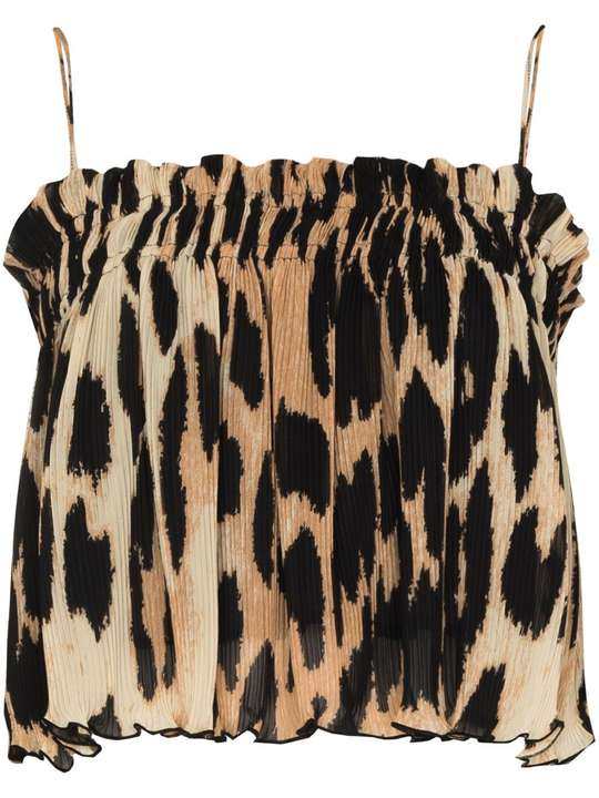 leopard print ruched top展示图