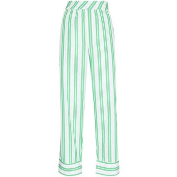 stripe-pattern straight trousers