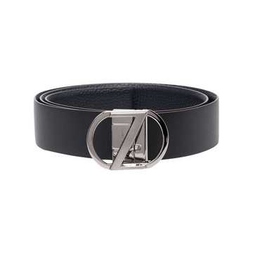 Z-buckle reversible leather belt