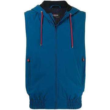 drawstring hooded gilet