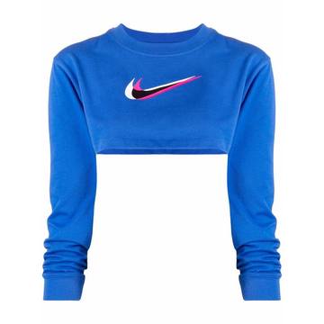 Swoosh-print cropped sweater