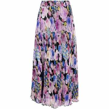 floral-print pleated midi skirt