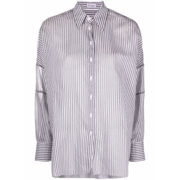 bead-trimmed pinstripe shirt