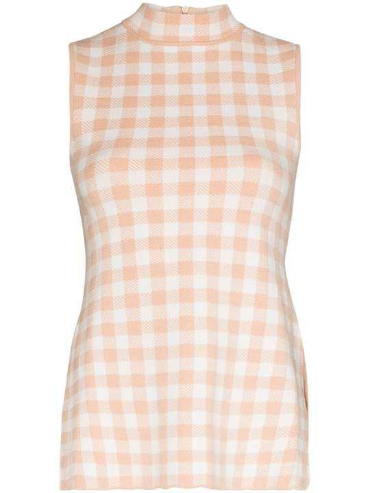 gingham-check sleeveless top展示图