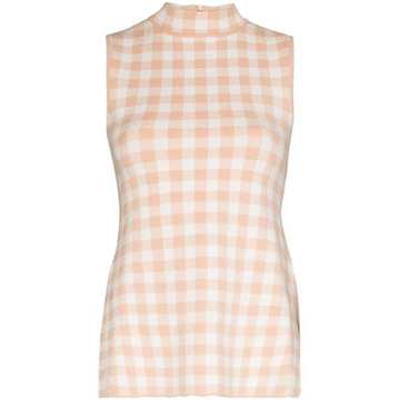 gingham-check sleeveless top