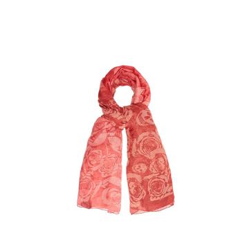 Rose and skull-print semi-sheer scarf