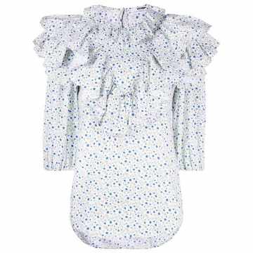 floral-print ruffle blouse