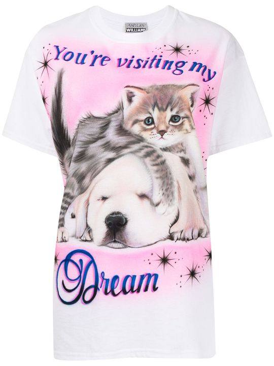 airbrush kitten-print T-shirt展示图