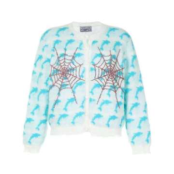 dolphin motif cobweb-embellished cardigan