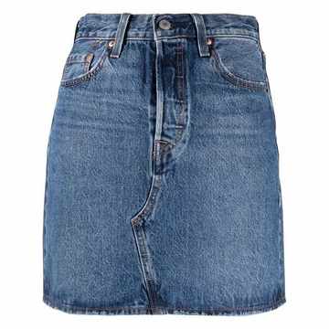 high-waisted denim skirt