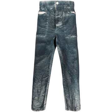 bleached-effect cropped trousers