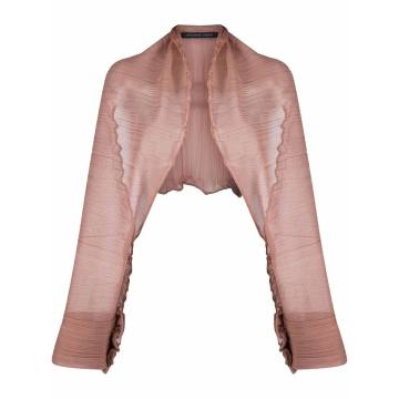 pleated cropped silk jacket