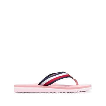 tri-stripe thong strap beach sandals