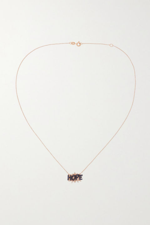 Hope 18K 玫瑰金、蓝宝石、钻石项链展示图