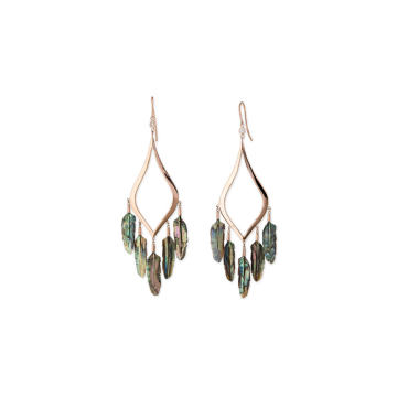 14K Gold Smooth Moroccan & Abalone Feather Earrings