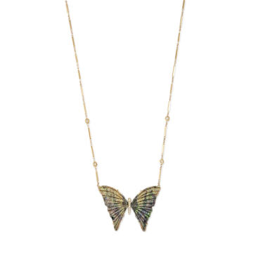 14K Rose Gold Butterfly Mini Smooth Bar Necklace