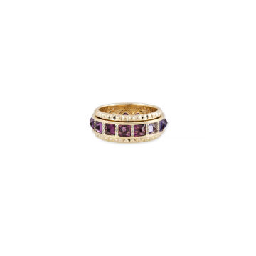 14K Yellow Gold Purple Ombre Spike Sapphire Ring